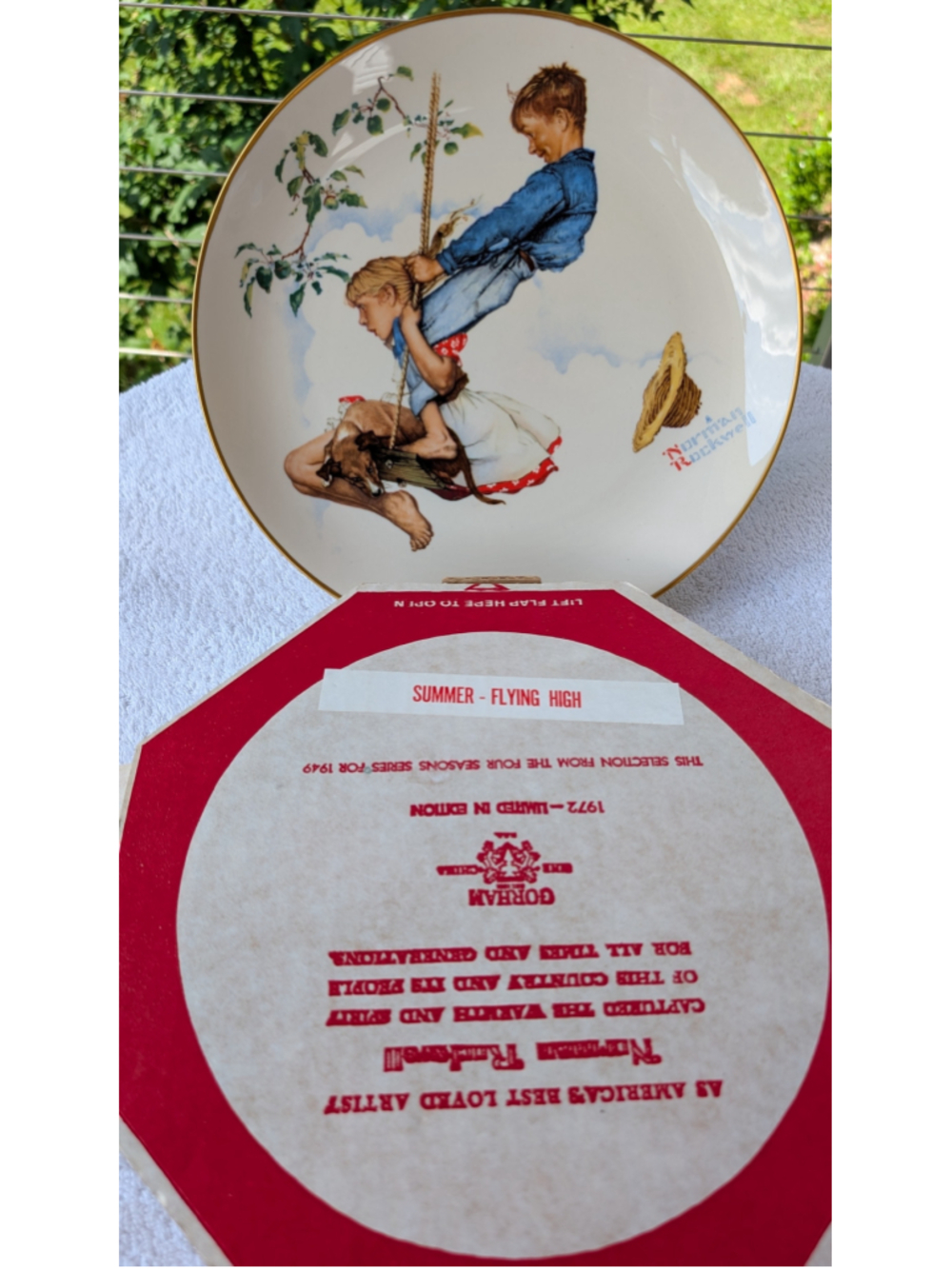 Gorham Norman Rockwell Summer Flying High Decorative Plate One Size White Gold